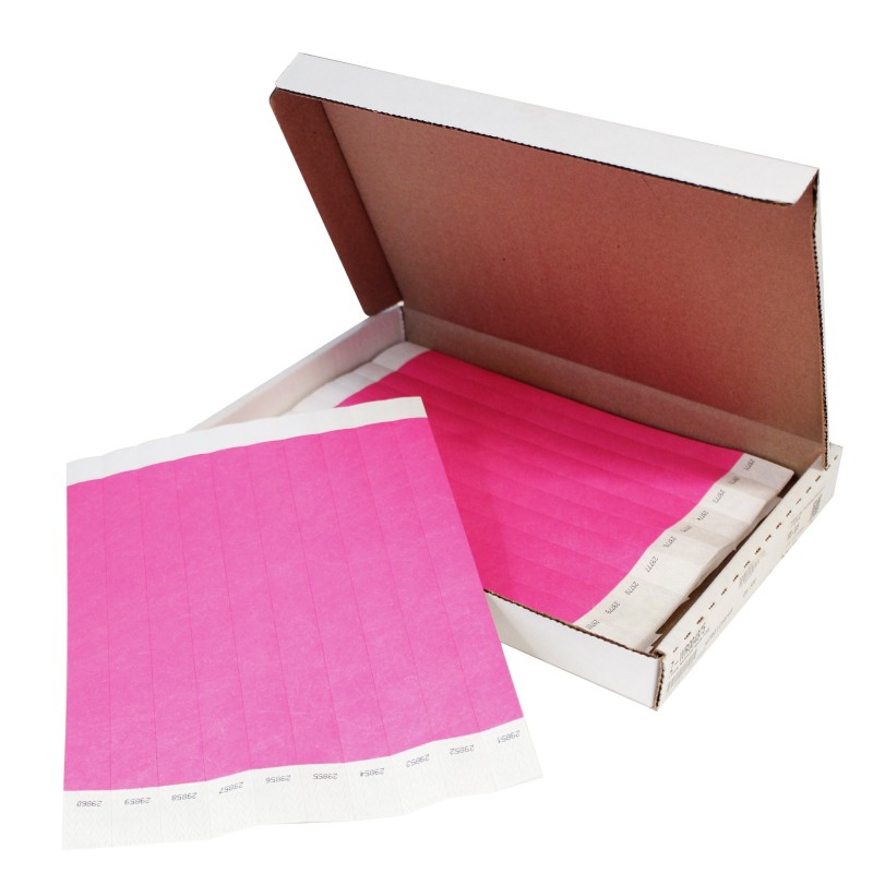 Pulseras de papel Tyvek desechable Rosa Neón 3/4´´ x 10´´