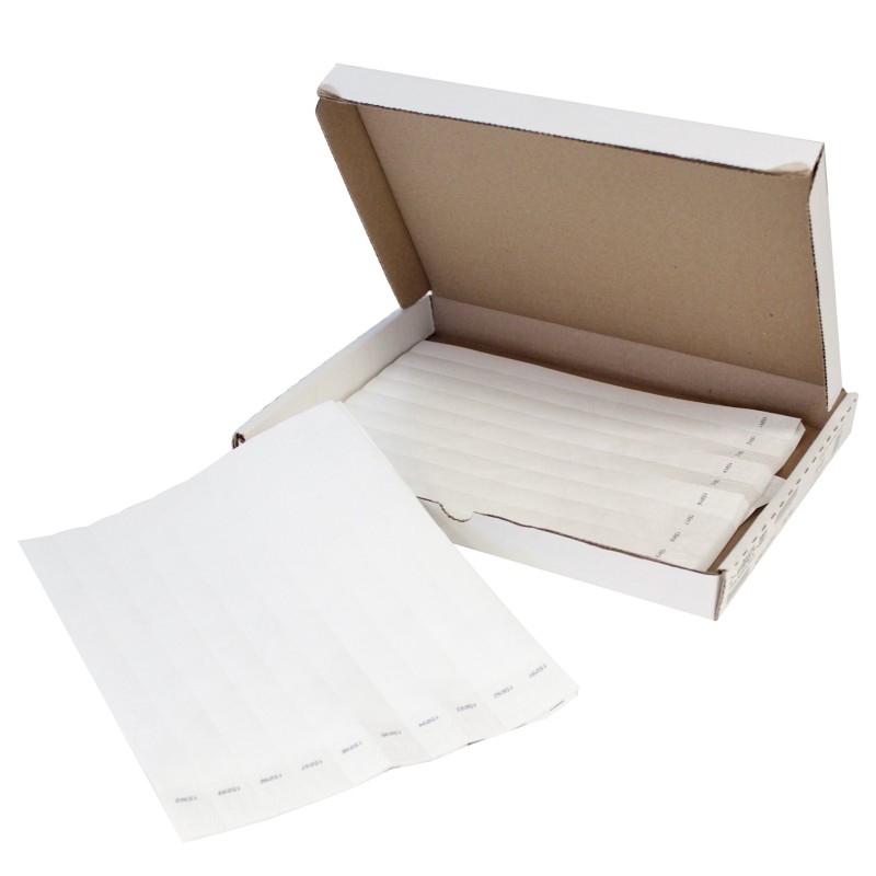 Pulseras de papel Tyvek desechable Blanco 3/4´´ x 10´´
