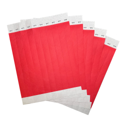 Pulseras de papel Tyvek desechable Rojo Neón 3/4´´ x 10´´