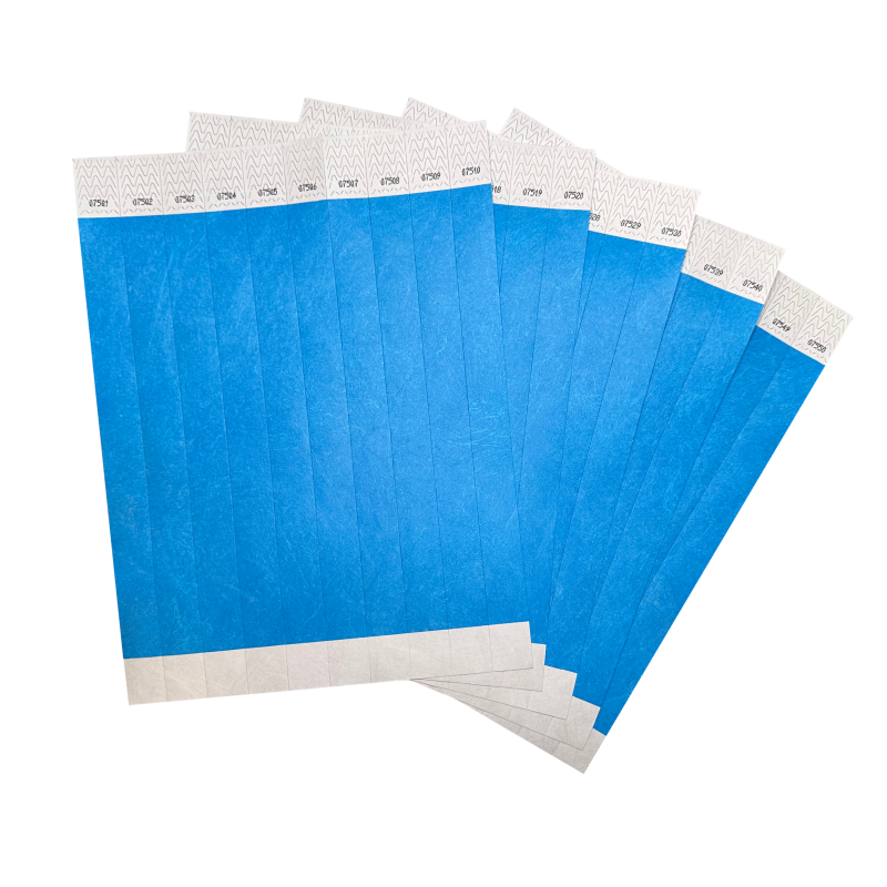 Pulseras de papel Tyvek desechable Azul Neón 3/4´´ x 10´´