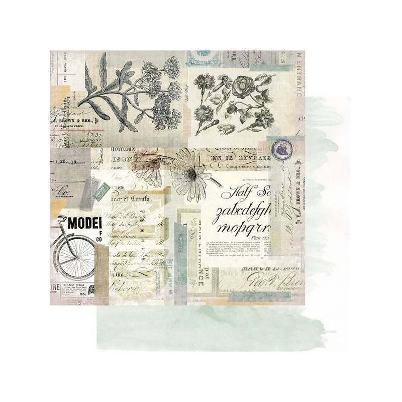 Papel para Scrapbook pre-impresión 12´´ x 12.5´´ Vintage Market