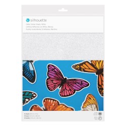 Papel Adhesivo Silhouette Glitter Blanco