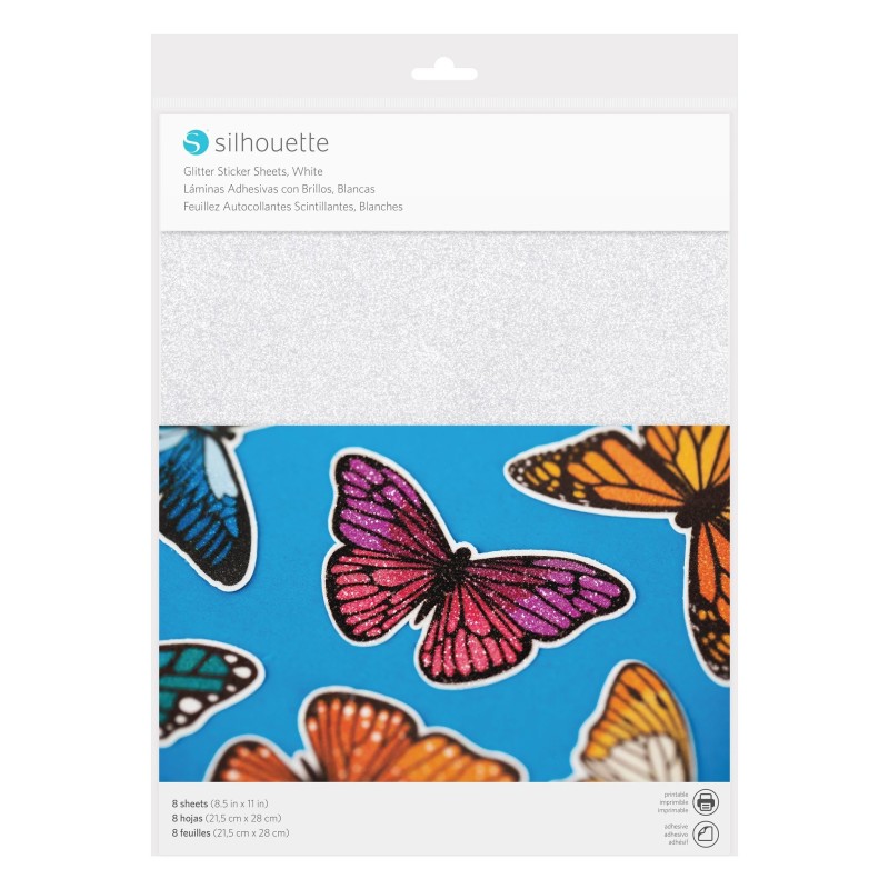Papel Adhesivo Silhouette Glitter Blanco